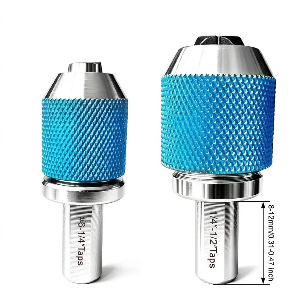 Blue Manual Tap Socket Set for Workshop Use with Clamping Range #6 1/4 inch and 1/4 1/2 inch and Knurled Outer Casing