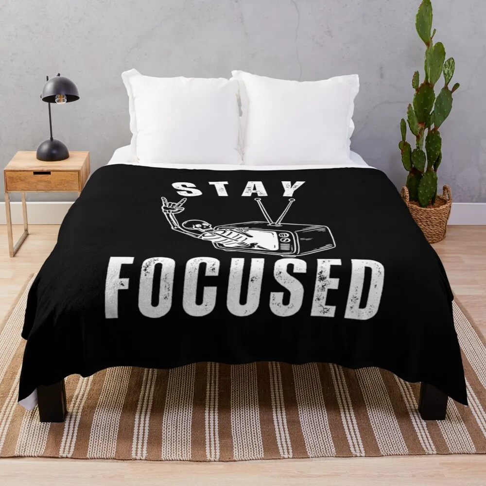 Stay Focused Throw Blanket Soft Plaid Decorative Sofa Sofa Flannel Fabric Blankets