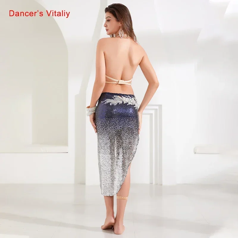 Belly dance bra suit for women belly dancing performance clothing gradient Sequin oriental dance training set bra and skirt 2pcs