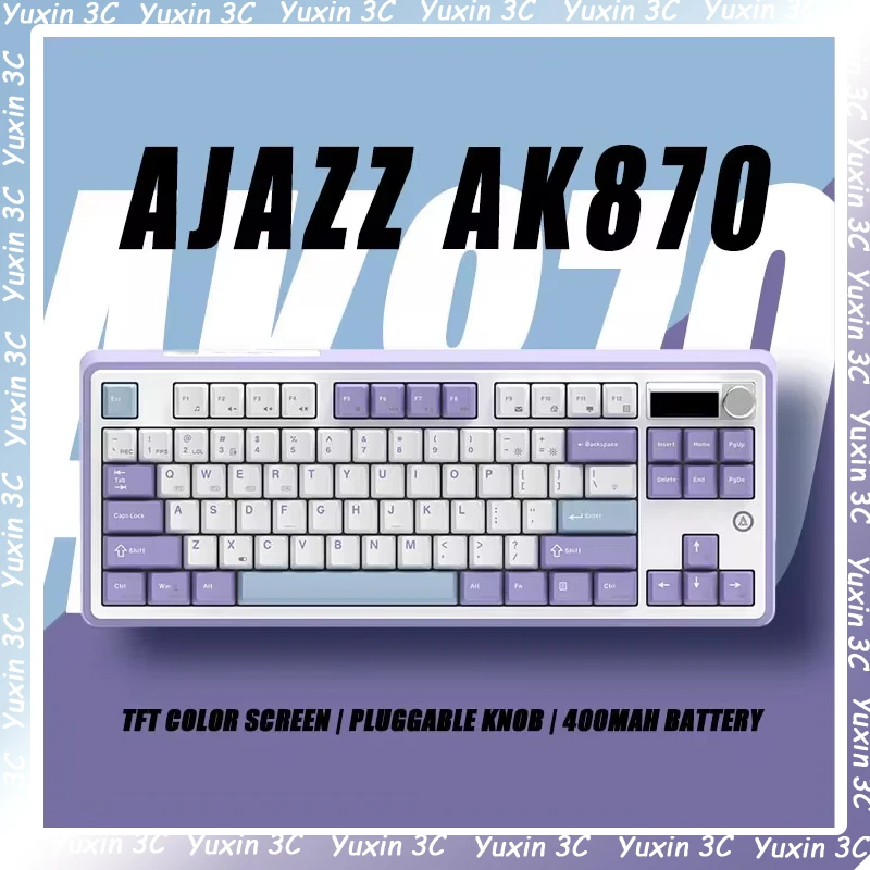 ajazz ak870 tri mode rgb 24ghz sem fio bluetooth teclado mecanico para jogos com usb com fio troca quente 87 teclas para computador portatil 01