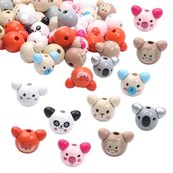 20x28mm 10pcs Random Cute Cartoon Animal Head Wooden Beads For Jewelry Making DIY Jewelry Decoration Pen Handicrafts Accessories