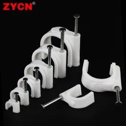 100PCS Round Steel Nail Cable Clips 4/6/8/9/12/16mm Wire Organize Electrical Cord Climb Wall Tie Holder Circle Plant Management
