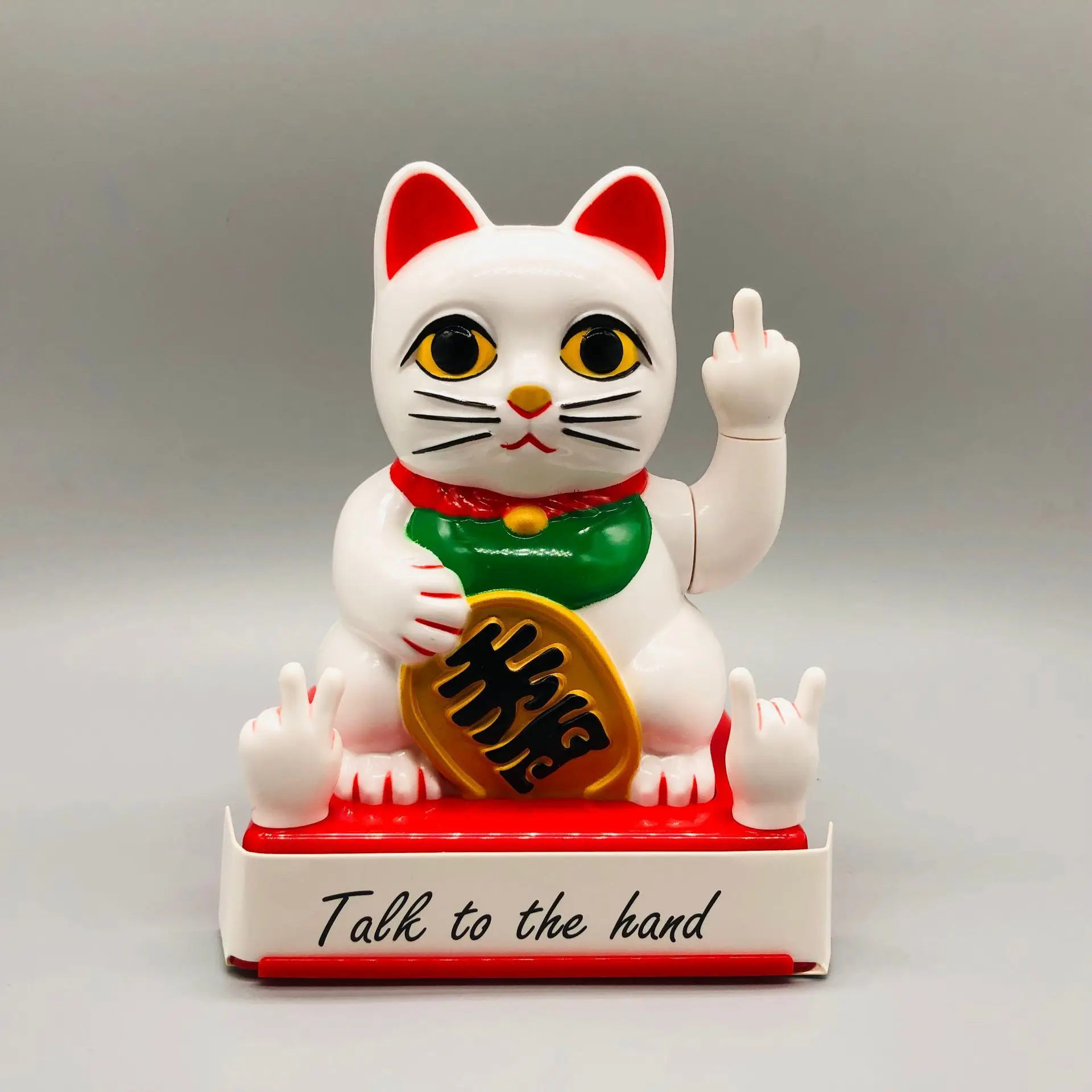 

Chinese Lucky Cat Funny Home Decor Fortune Waved Fortune Personality Dark Version Vertical Middle Finger Welcome Cat Home Crafts