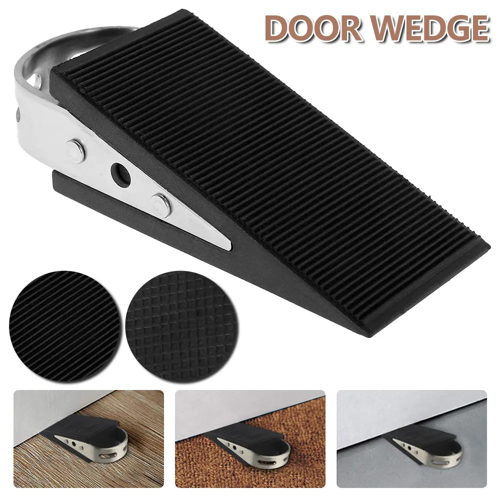 Metal Door Stopper Reusable Shock Absorbent Block Wedge Doorstops Door Handle Stopper Non-Slip Door Anti-collision Stopper