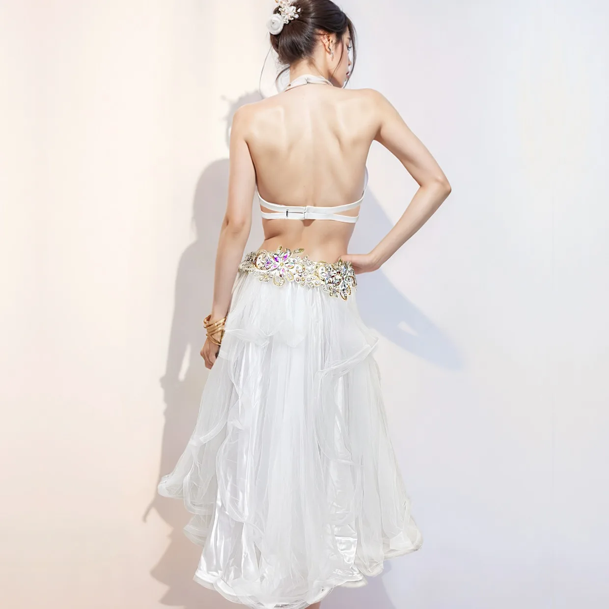 Novo desfile de passarela, roupa de performance de lantejoulas artesanal de alta qualidade sexy conjunto de roupa de performance de dança do ventre oriental de cl feminino