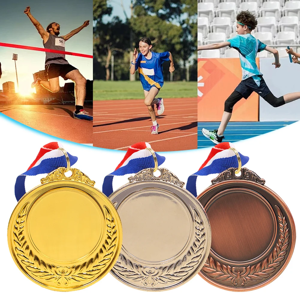 

10Pcs Gold/Silver/Bronze Medal Award Medals with Neck Ribbon Sports Rewards Competition Prize Medals for Marathon Ball Games