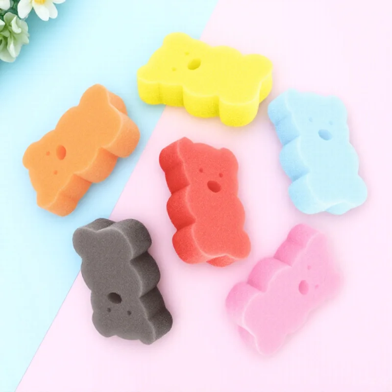 6 قطعة إسفنجة استحمام الطفل الكرتون الاطفال حمام الغسيل خفيفة الوزن الجسم التقشير دش الإسفنج المحمولة ملحقات حمام الرضع