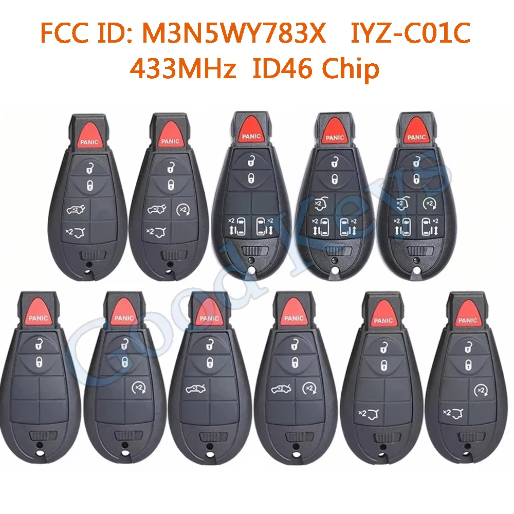 Fobik Keyless M3N5WY783X IYZ-C01C Remote Key Fob for Chrysler Dodge Ram Trunk for Jeep Grand Cherokee Commander IYZ-C01C ID46