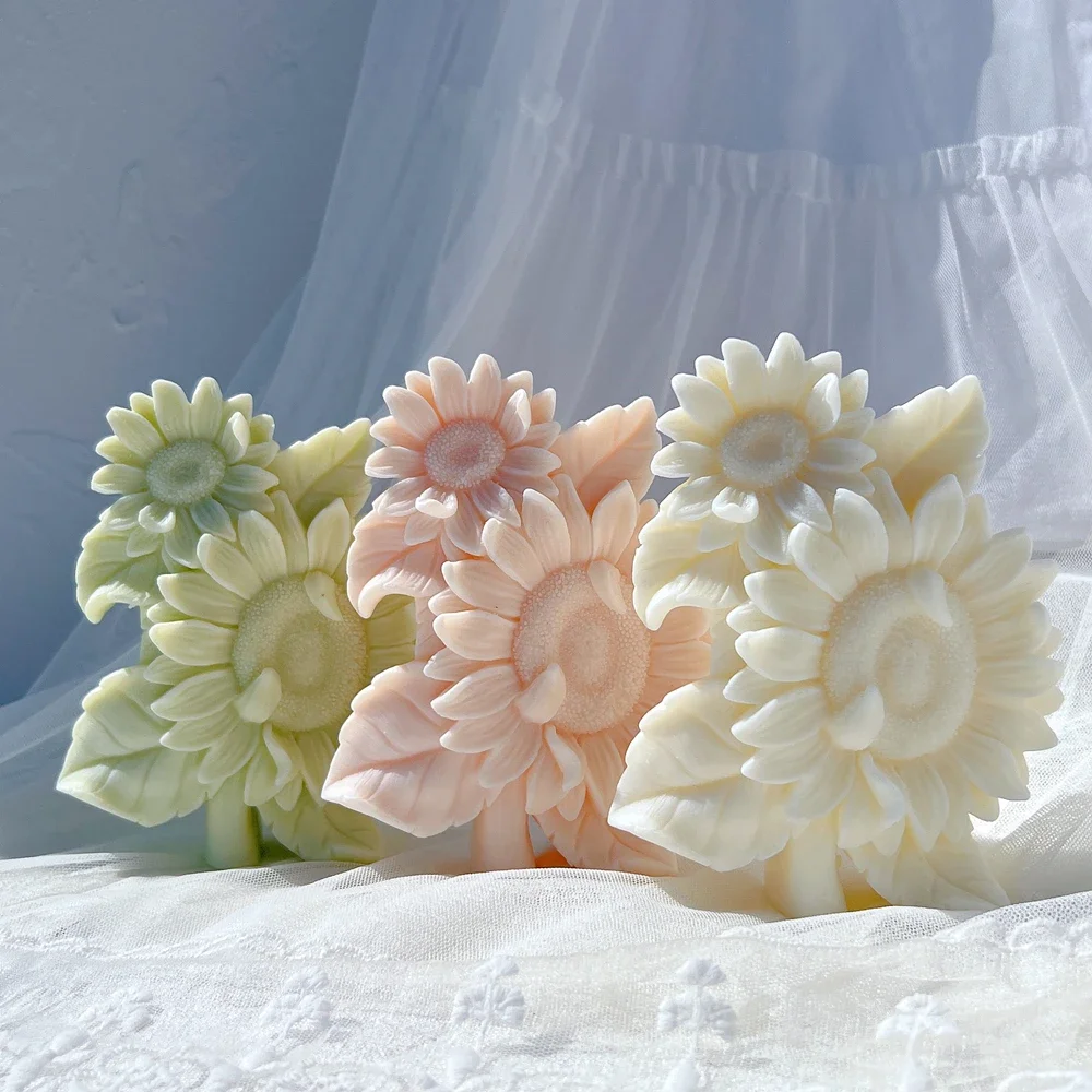 Bouquet fiore girasole candela stampo decorazione della tavola peonia Bouquet floreale pilastro stampo in Silicone regalo di nozze unico di lusso