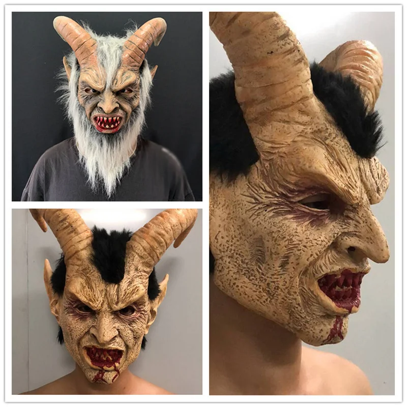 

Hot Movie Lucifer Masks Devil Movie Cosplay Latex Mask Halloween Horrorible Horn Mask Adult Costume Party props