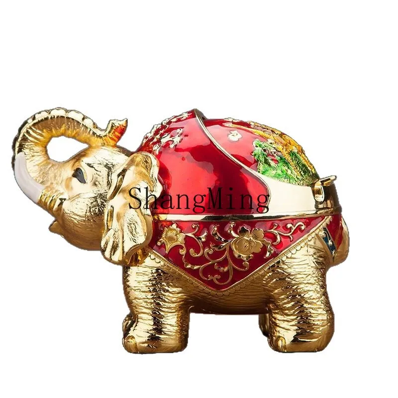 

PYH light luxury elephant ashtray with cover anti-fly ash ashtray creative light luxury living room home retro ashtray
