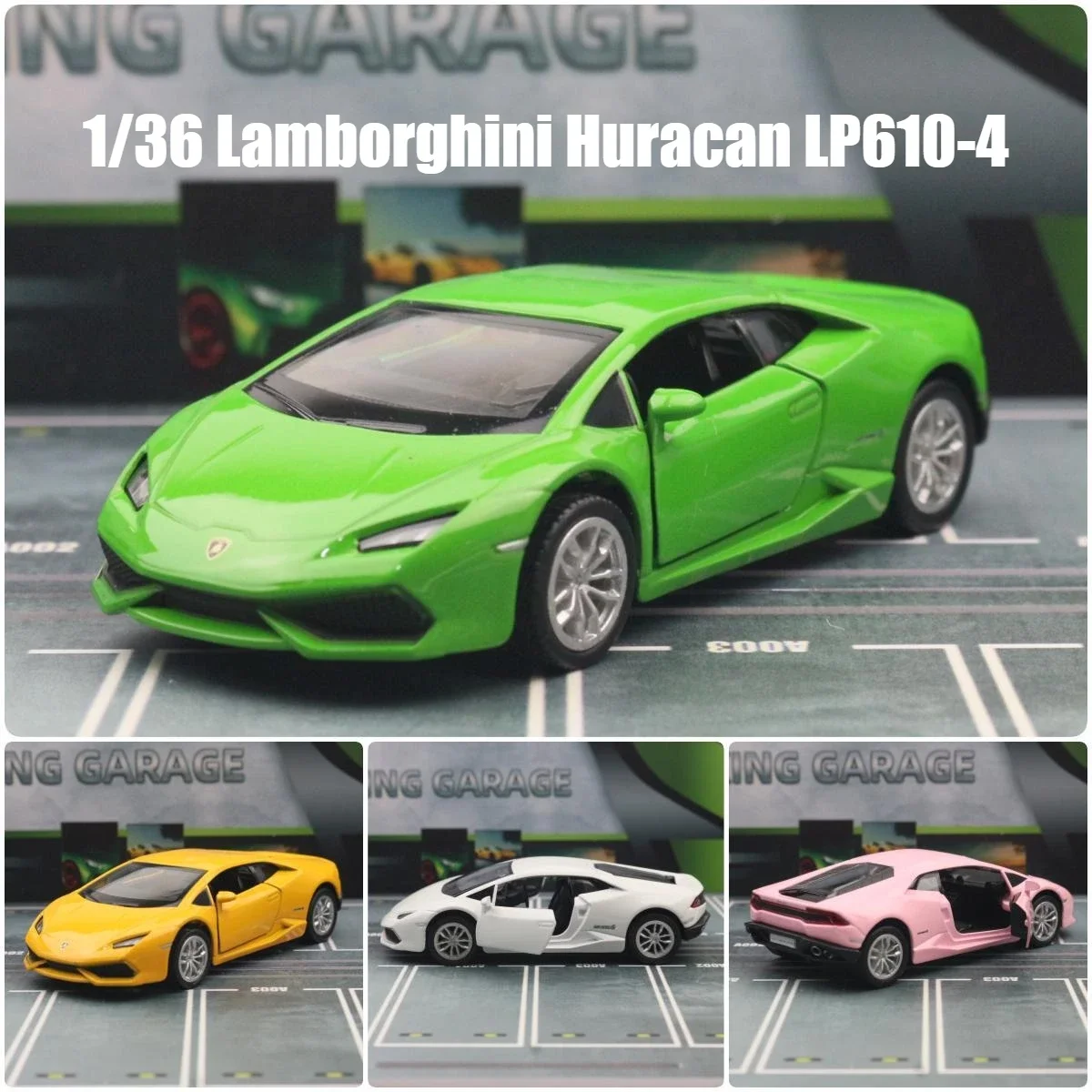 

1:36 Lamborghini Huracan LP610-4 Super Sport Toy Car RMZ City Diecast Metal Miniature Model Pull Back Collection Gift For Boy