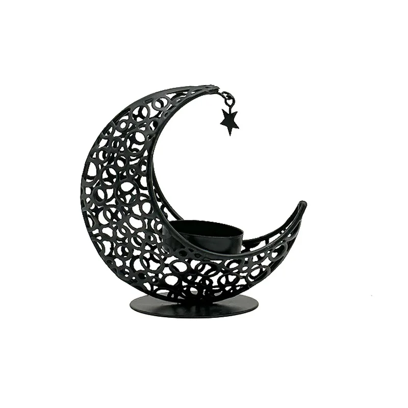 

Middle Eastern style wrought iron candle holder, three-dimensional moon, bedroom, living room decoration