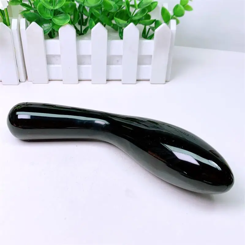 Yoni-Palo de masaje de cristal de cuarzo para mujer, varita de obsidiana negra Natural de 18cm, piedras preciosas curativas como regalo, 1 piezas
