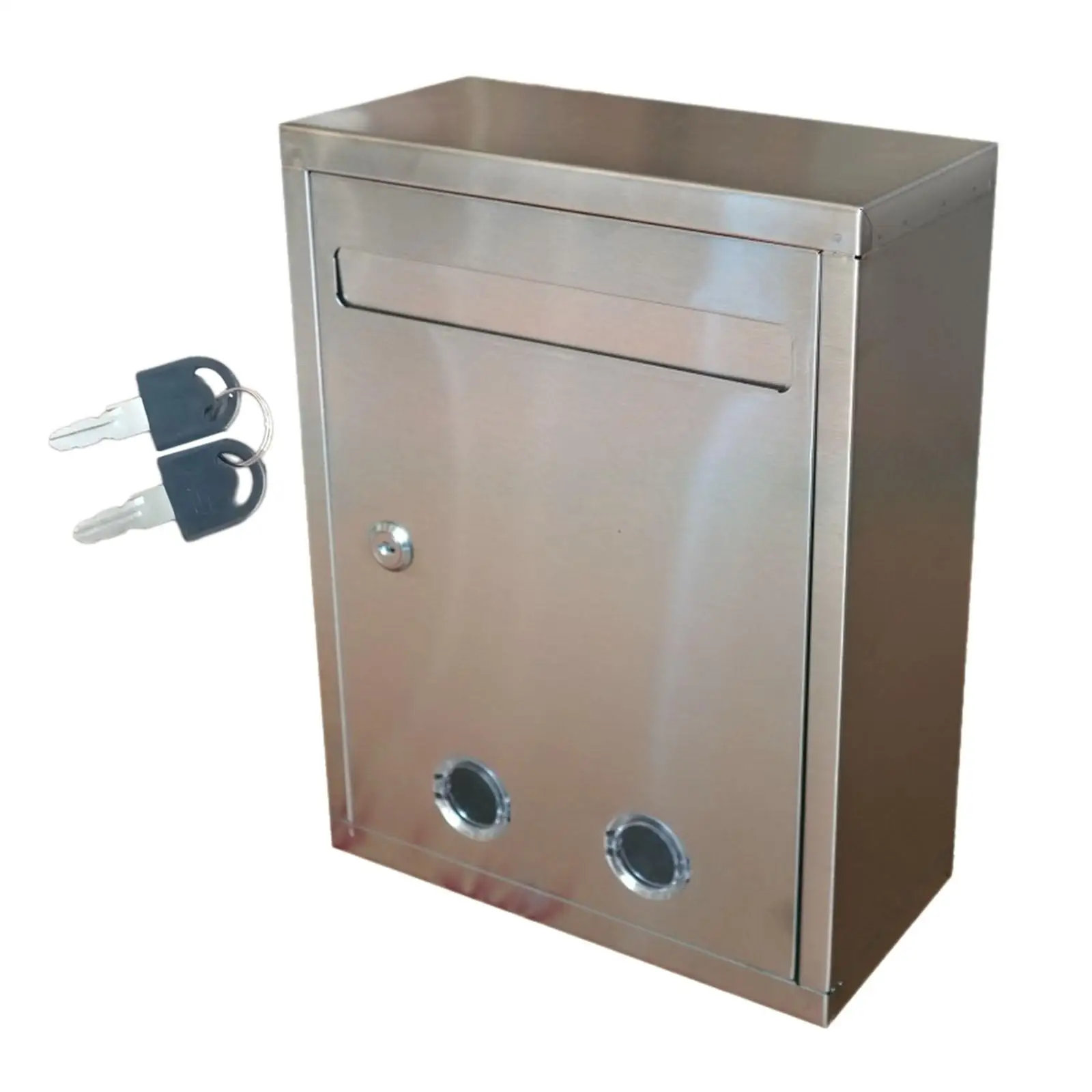 Suggestion Box with Lock Stainless Steel Charity Collection Donation Box for
