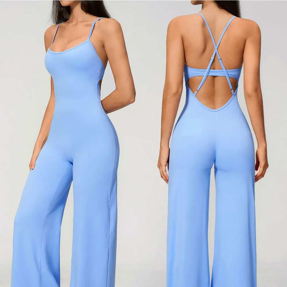 DUOMI Yoga Summer Women Sleeveless Workout One-Piece Suit High Stretch Breathable Yoga Clothing Jumpsuit Casual Sports Overalls