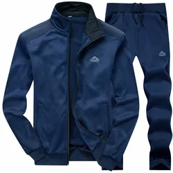 Conjunto de ropa deportiva para hombre, pantalones de chándal bordada y sudadera con cremallera, chándal ajustado, 2 piezas, 2024