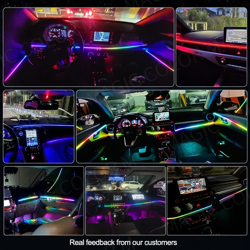 Car LED Ambient Light USB 64 Colors Acrylic Strips Full Colors RGB Car Interior Hidden App Remote Control Atmosphere Lamp