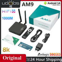 Original Ugoos AM9 Smart TV Box Android 14 Amlogic S905x5 4GB 64GB WiFi BT5.2 1000M AV1 AI-SR Support Android Set Top Box