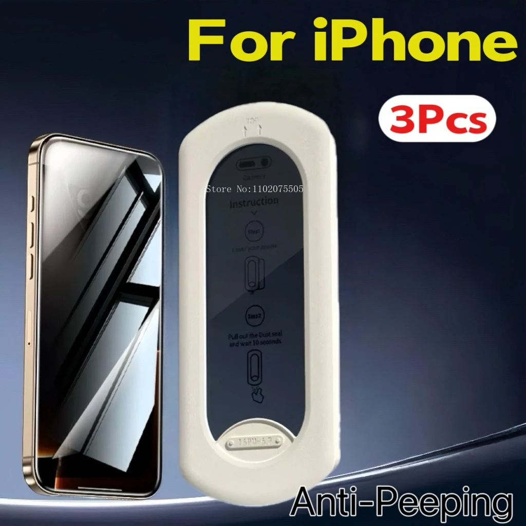 

3Pcs Anti Peeping Tempered Glass Screen Protector For iPhone 16 15 14 13 12 11 Pro Max Plus Xs Xr 16e HD Clear Scratch Proof