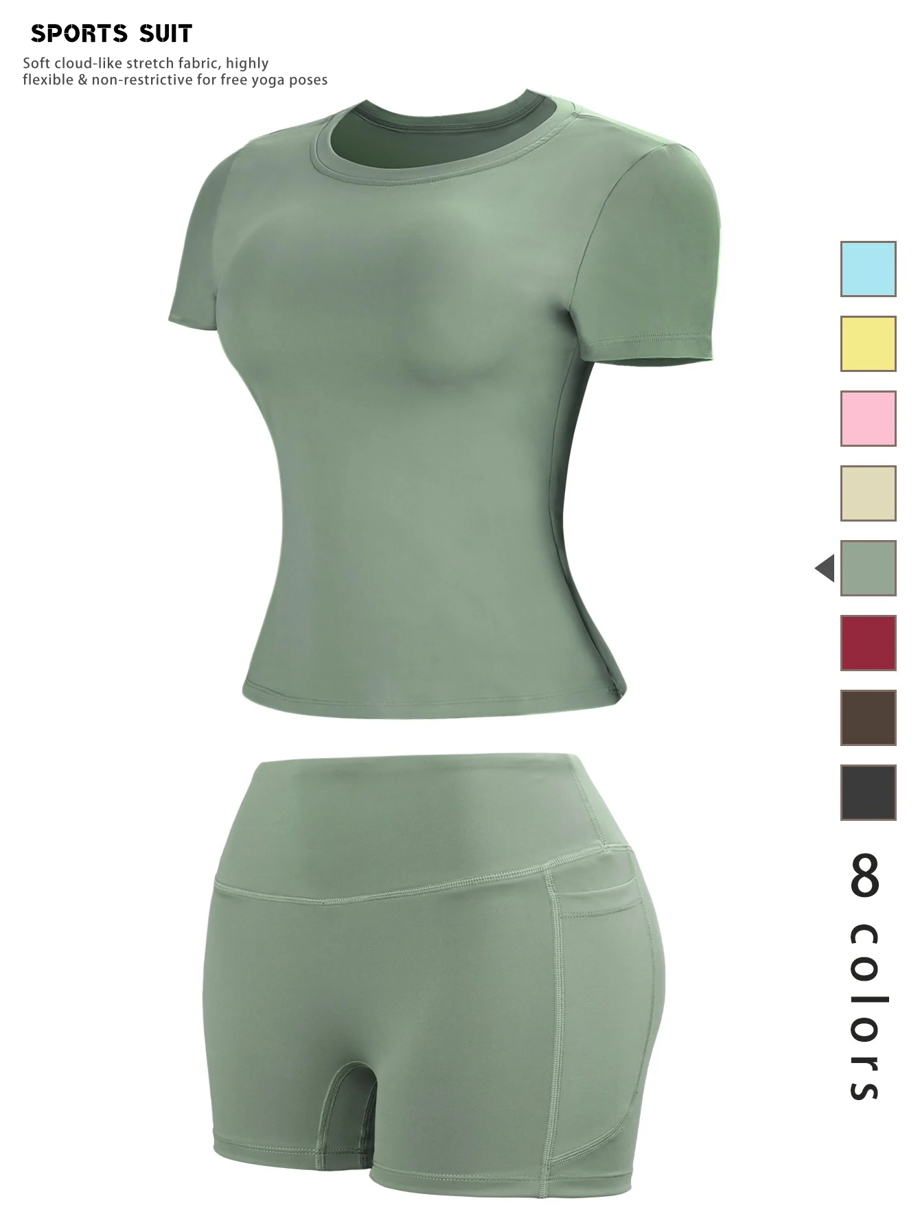 Fitfemme Women's  Two-Piece Set with Pockets Running Short Pants