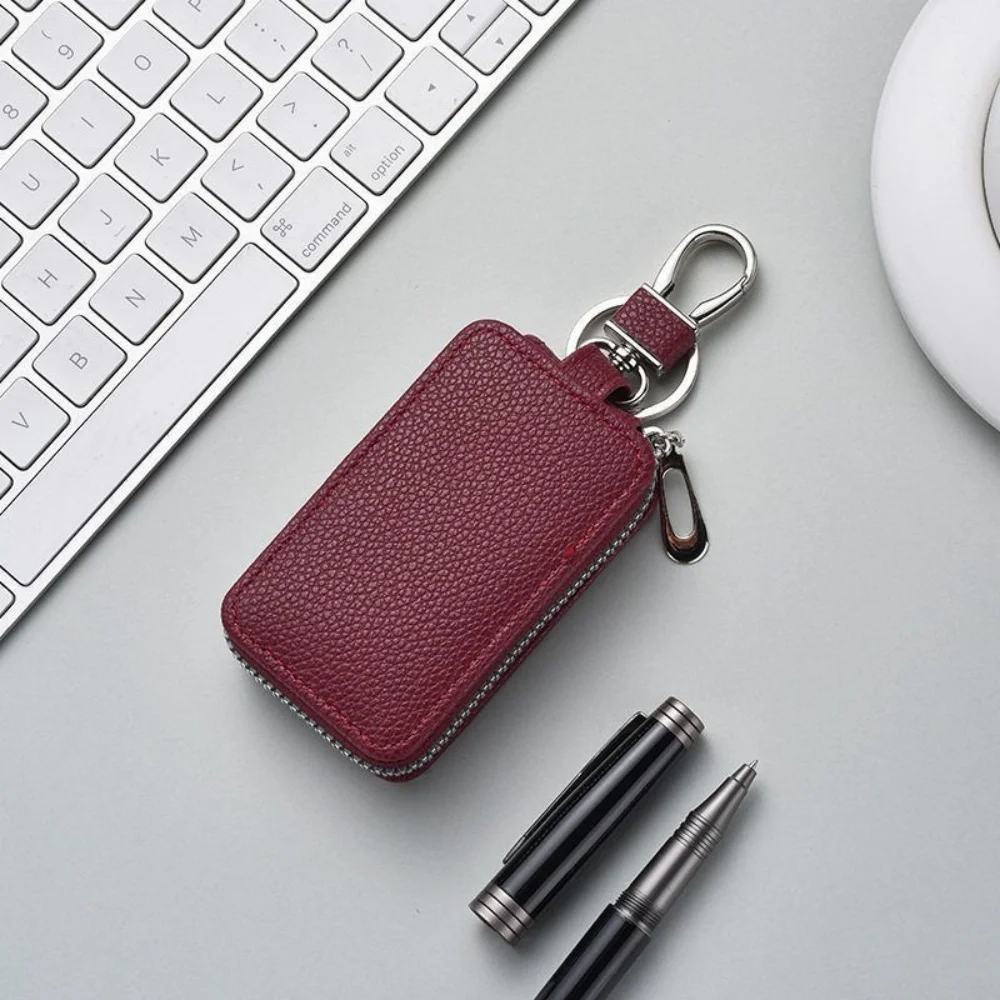 Unisex Key Bag Wallet Keychain PU Leather Zipper Women and Men's Car Key Case Waist Hanging Housekeeper Keys Storage Coin Pouch