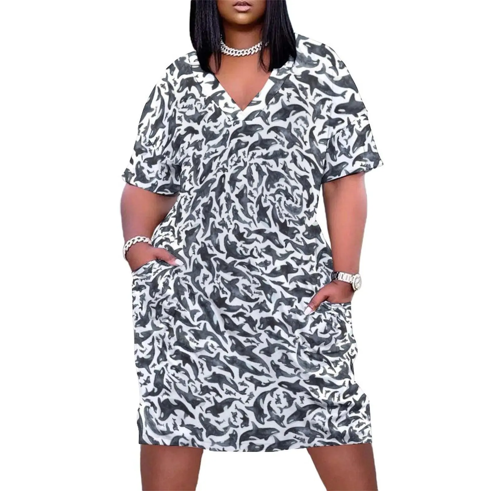 Orcas or Killer Whales Loose Pocket Dress Cocktail of dresses women clothing 2024 new arrivals women evening dress