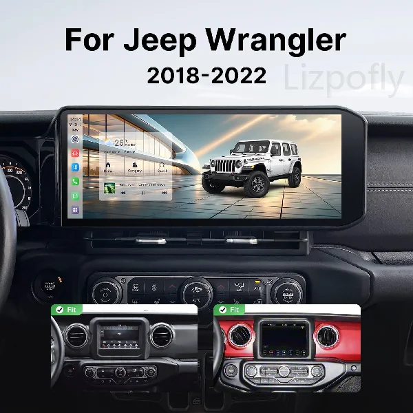 Lizpofly 15 inch Screen For Jeep Wrangler 2018-2022 Android Car radio CarPlay Multimedia Video Player GPS Navigation Stereo DSP
