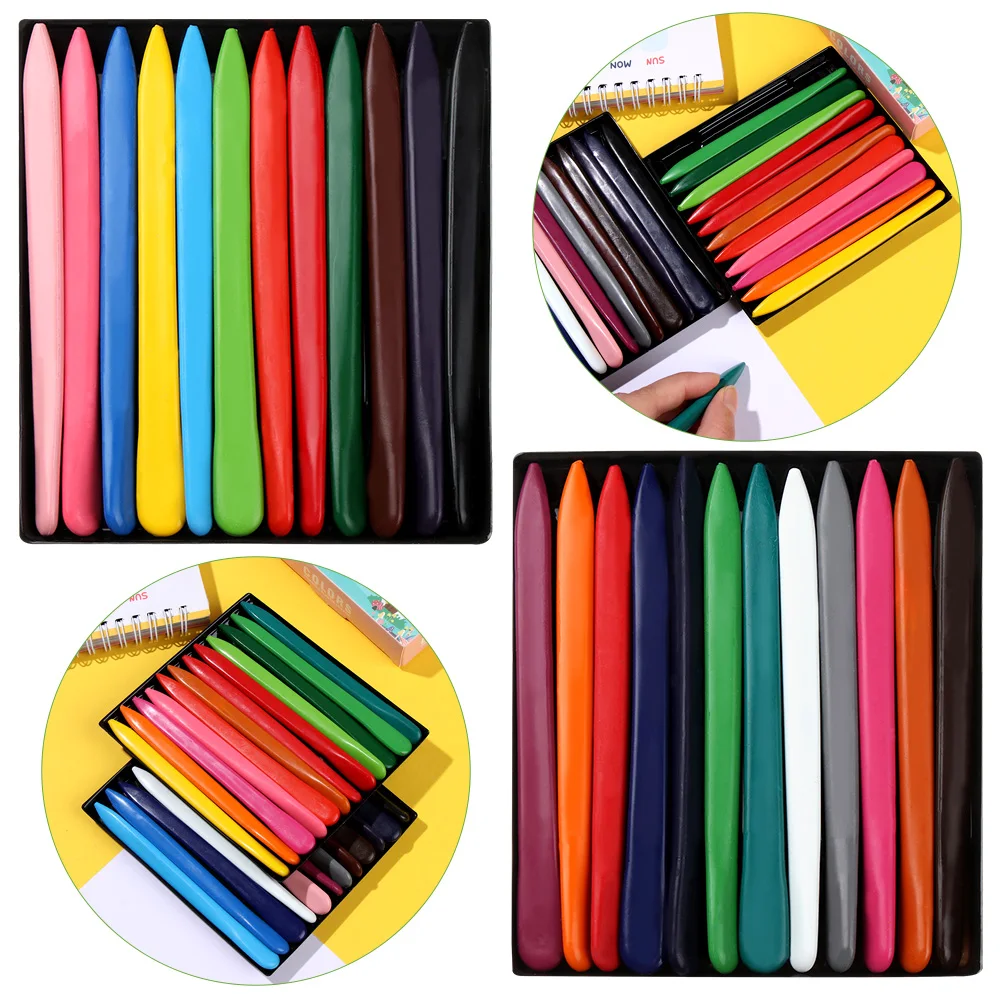 6/12/24/36 Colors Plastic Plastic Crayon Washable Erasable Oil Painting Stick Triangular Shaped Do Not Dirty Hands Wax Pencil