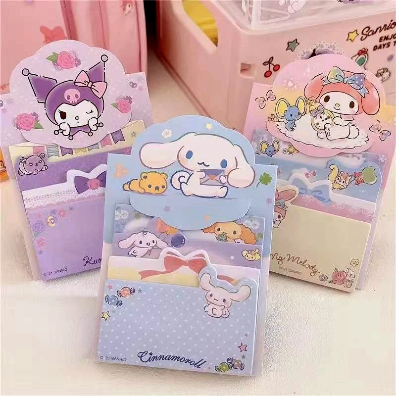 Sanrio Post It Notes Kuromi Anime Hello Kitty Cinnamoroll Mymelody Figure Student Stationery N Times Posted Message Cartoon Book