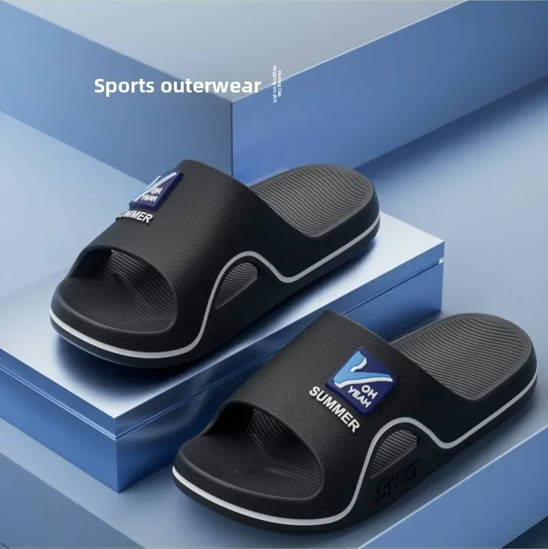 New Men Summer Outdoor Slippers Thick Sole Anti-slip Wearproof Slides for Bathroom Beach Hotel Indoor Home