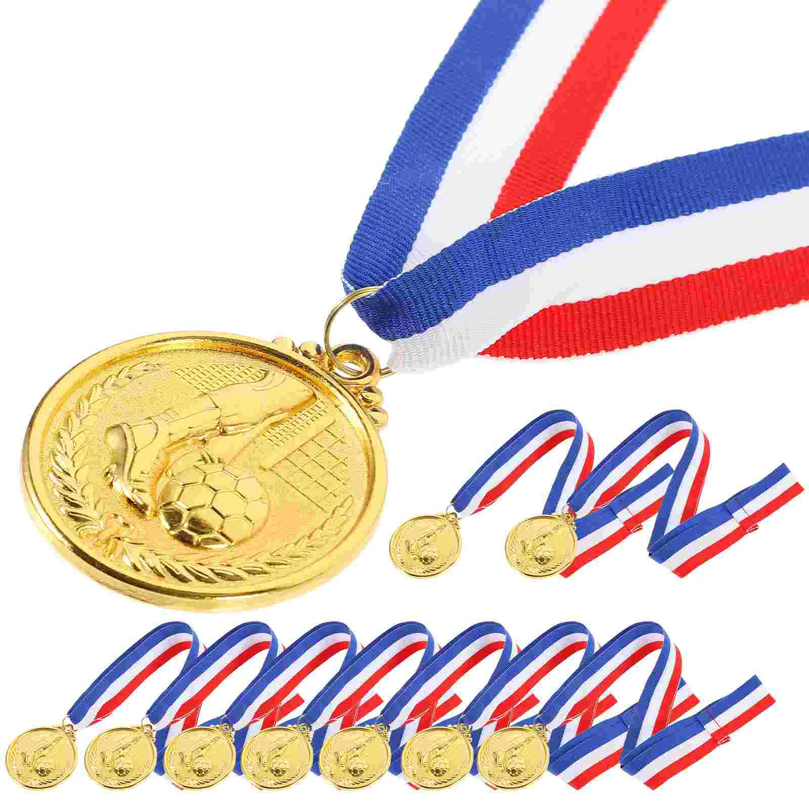 12 Pcs Football Cup Medal Footballs Soccer Awards Delicate Medals for Reward Ribbon Child