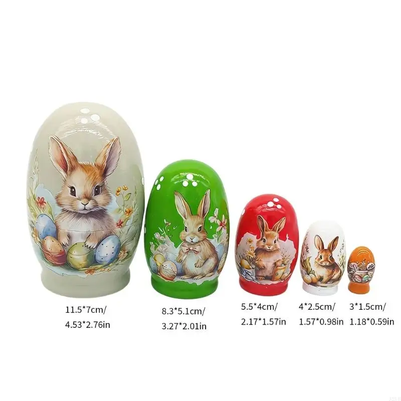Russian Nesting Dolls 5 Pieces Hand Painted Toy Easter Theme Traditional Russian Stacking Dolls A2UB