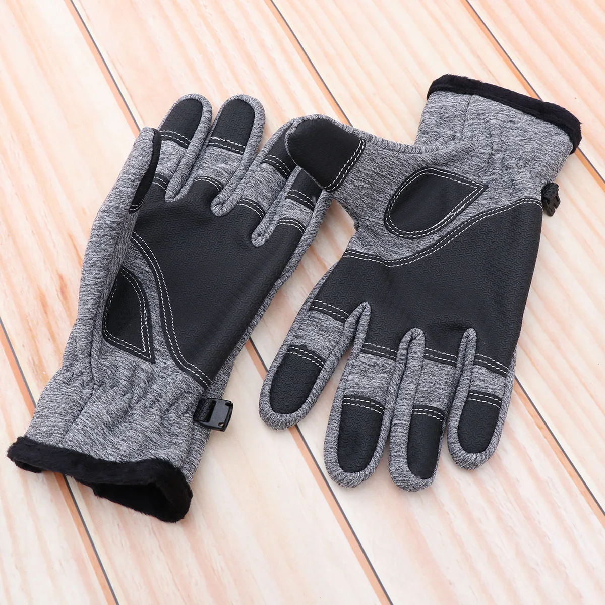 

Touch Screen Gloves Waterproof Warm Cycling Outdoor Windproof Grey Running Gloves Non Slip Silicon Palm Coated Conductive