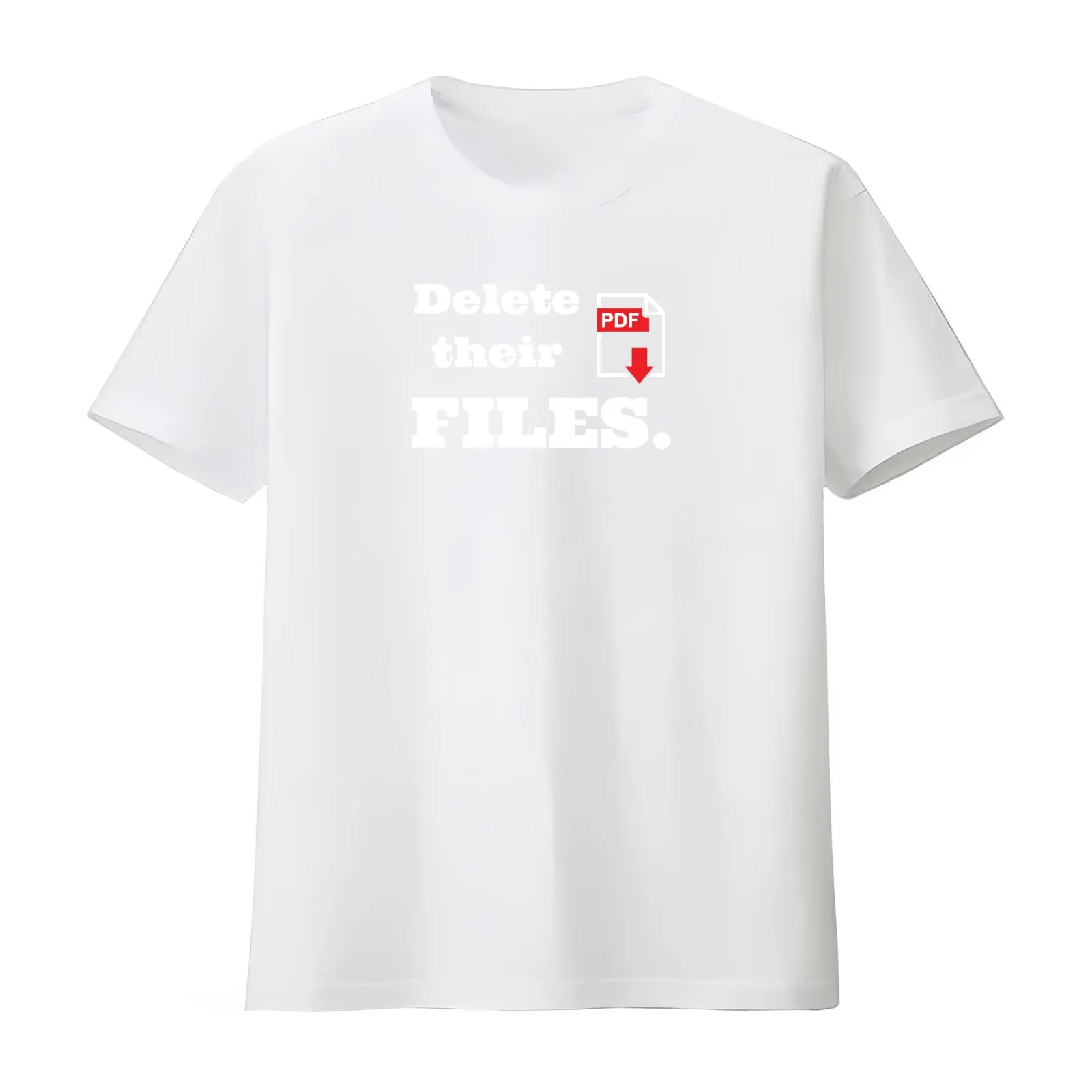 Delete their files T-Shirt Summer Casual Cotton Tee Oversized Streetwear Tops Vintage Graphic Print Loose Fit Short Sleeve