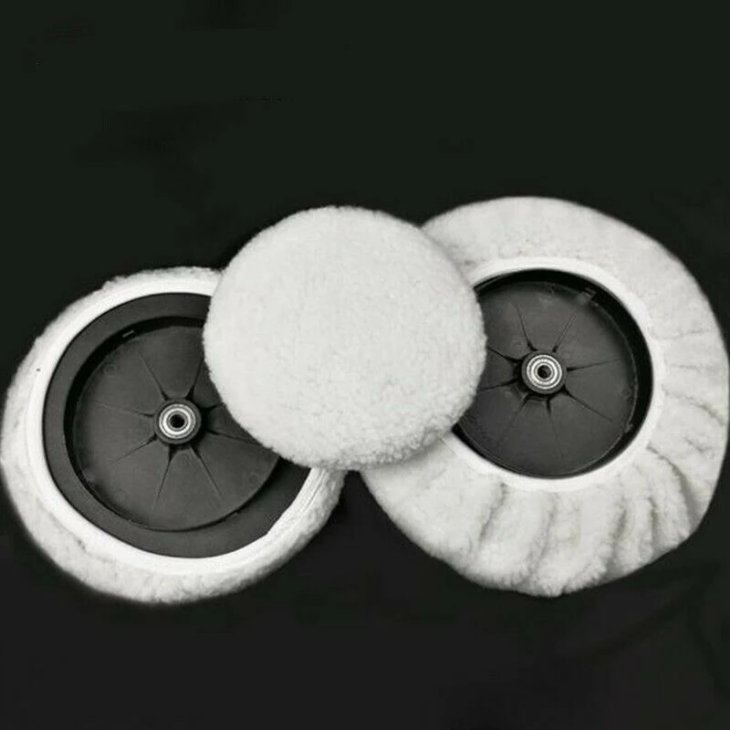 Washable Reusable White 6pcs Soft Wool Polishing pad Bonnet Buffer Cushion Cleaning Accessories Tool Detailing