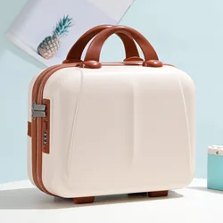 Portable Travel 14 inches Carry-on Hand Suitcase Cosmetic Case With Password Lock Makeup Small Cabin Travel Mini Carrier Storage Bag Boarding Baggage Organizer Case Festival Gift Makeup Cases Baggage for Womenmen