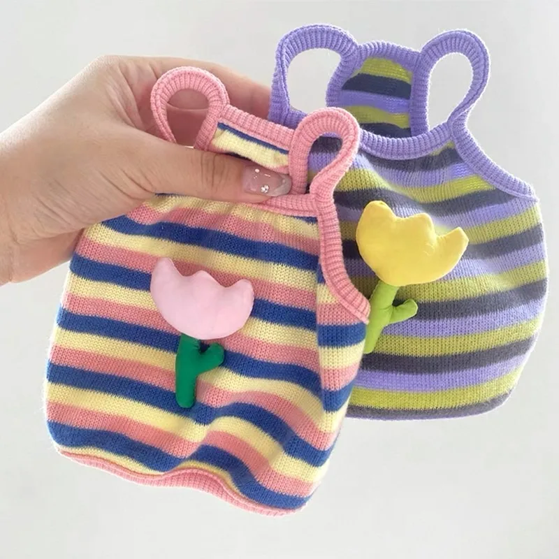 

Poodle Striped Sling Summer Dog Vest Teddy Tulip T-Shirt Bichon Frise Pretty T-Shirt Short Sleeve Puppy Clothes