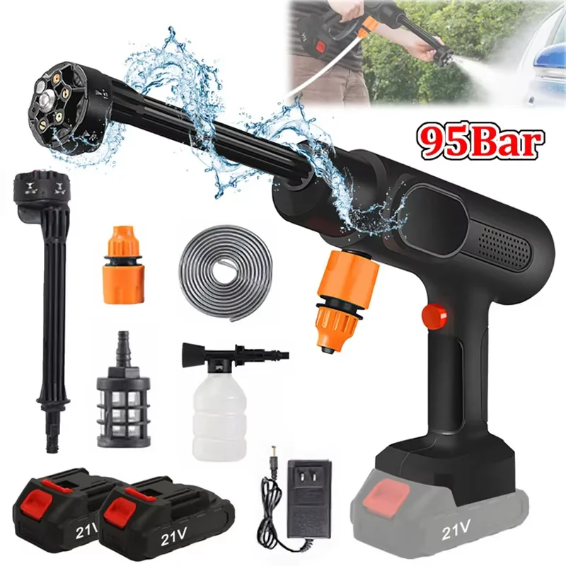 95Bar Electric High Pressure Washer 6-in-1 Car Washing Garden Water Gun Spray Gun for Makita 18V Battery