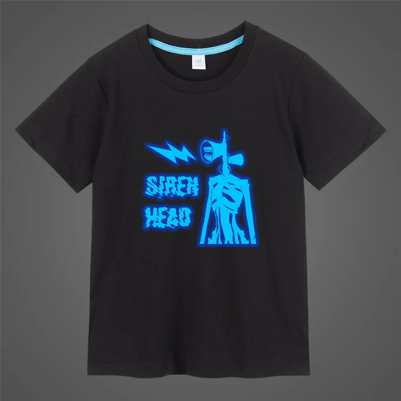 

Horror monster Siren Head Boy Girl T-Shirts Fluorescent Luminous Short Sleeves T-Shirts Summer Cotton Children Clothing Tops