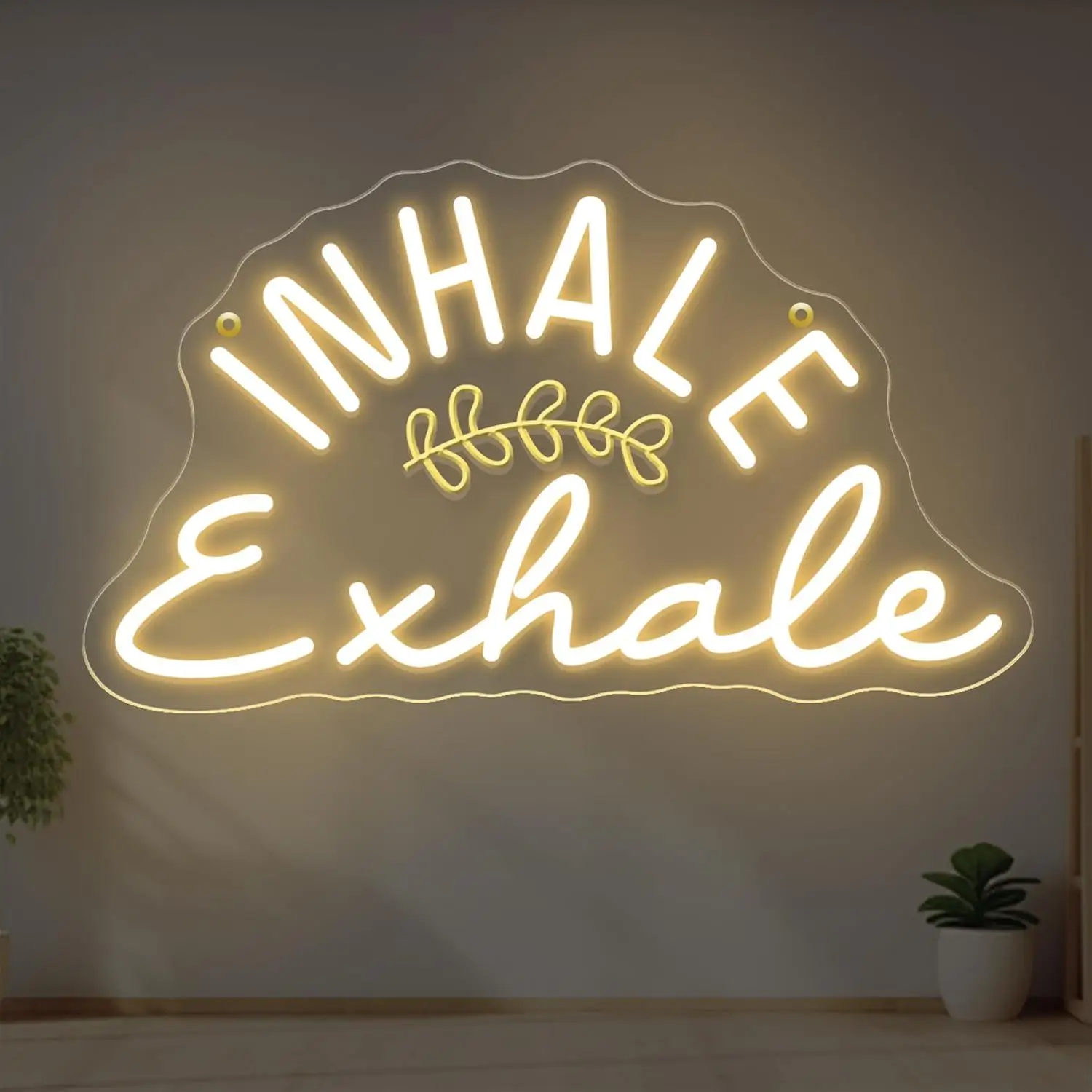 Inhale Exhale Neon Sign Dimmable LED Light for Yoga Studio Meditation Pilates Mindfulness Office Gym Wellness Room Decor Gifts
