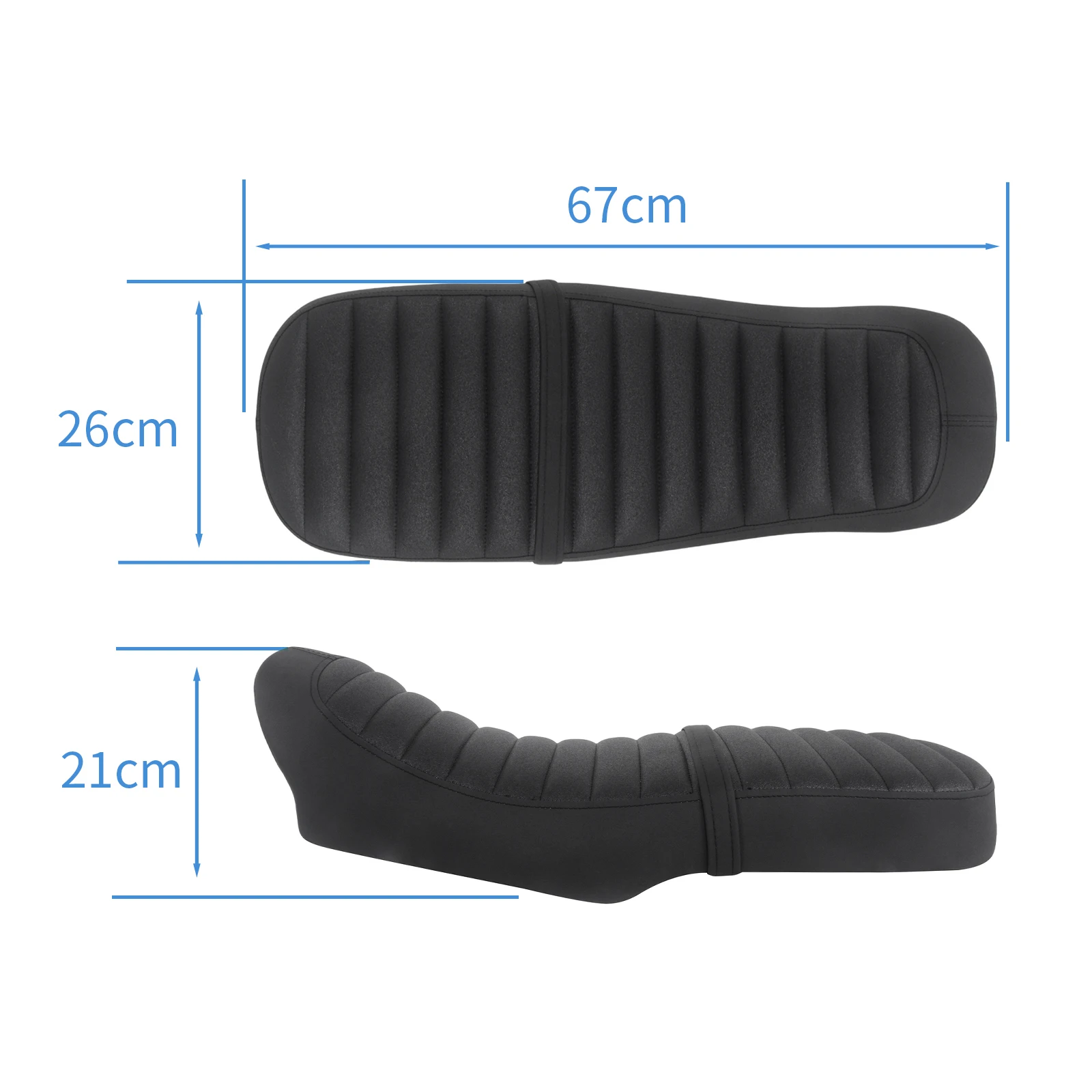 67CM One-Piece Seat Cushion Cafe Racer Motorcycle Seat Pad Matt Black Saddle For BMW K100 K 100