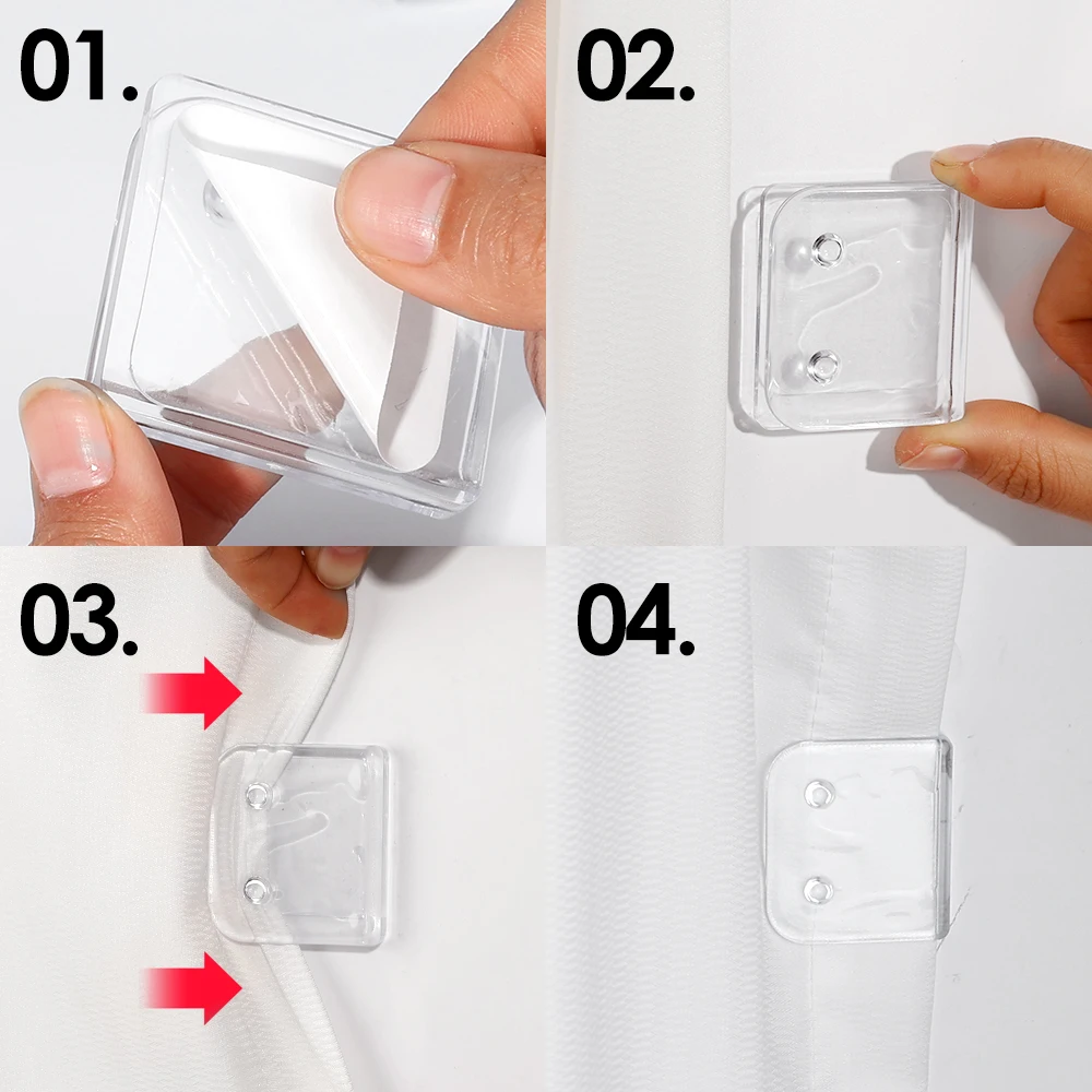 Clear Shower Curtain Clips Hook Holder Anti Splash Spill Windproof Shower Curtain Clip for Side of Shower Bathroom Accessories