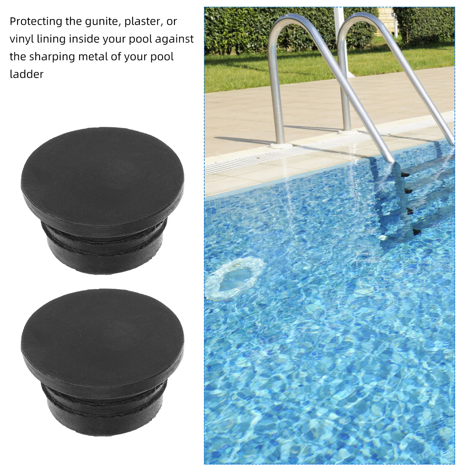 Tapa de tapón de goma para parachoques de escalera de piscina, repuesto subacuático para revestimiento de vinilo Gunite, fácil de instalar, antideslizante y duradero, 2 uds.