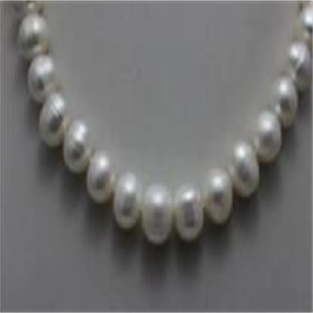 NEW Fresh water pearl necklace white nearround 10-11mm 18INCH alloy clasp AAA