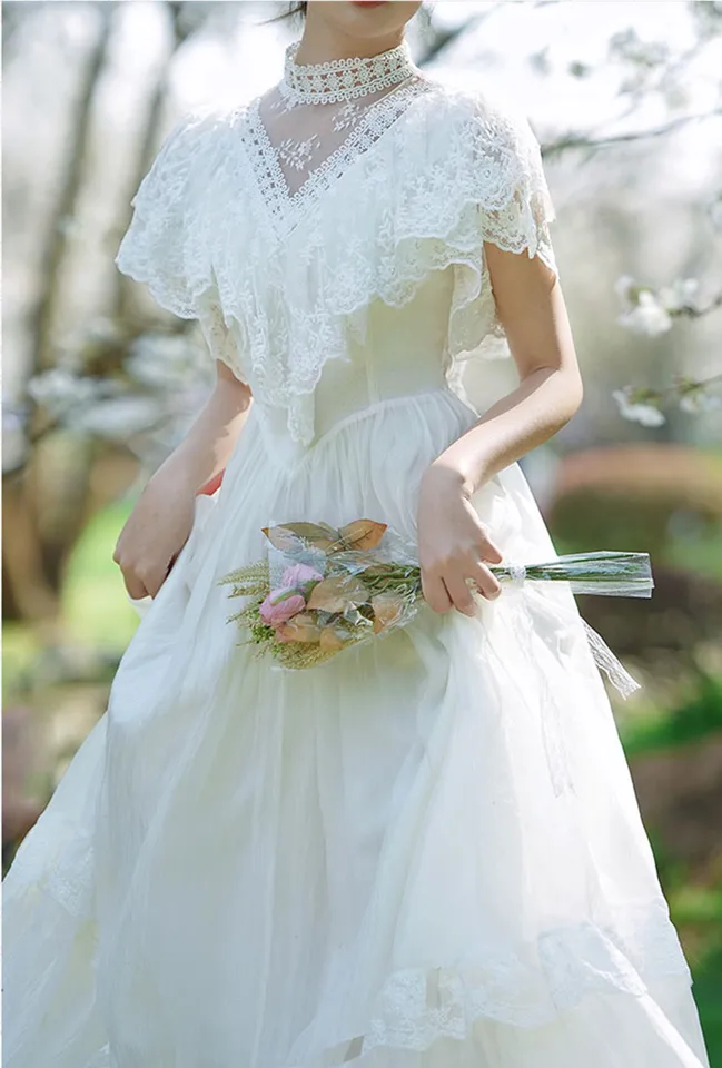 white lace dress for civil wedding Jane Summers Adeline White Lace Midi Bridal Shower Dress & Wedding Rehearsal Dress 8 / White , female ,