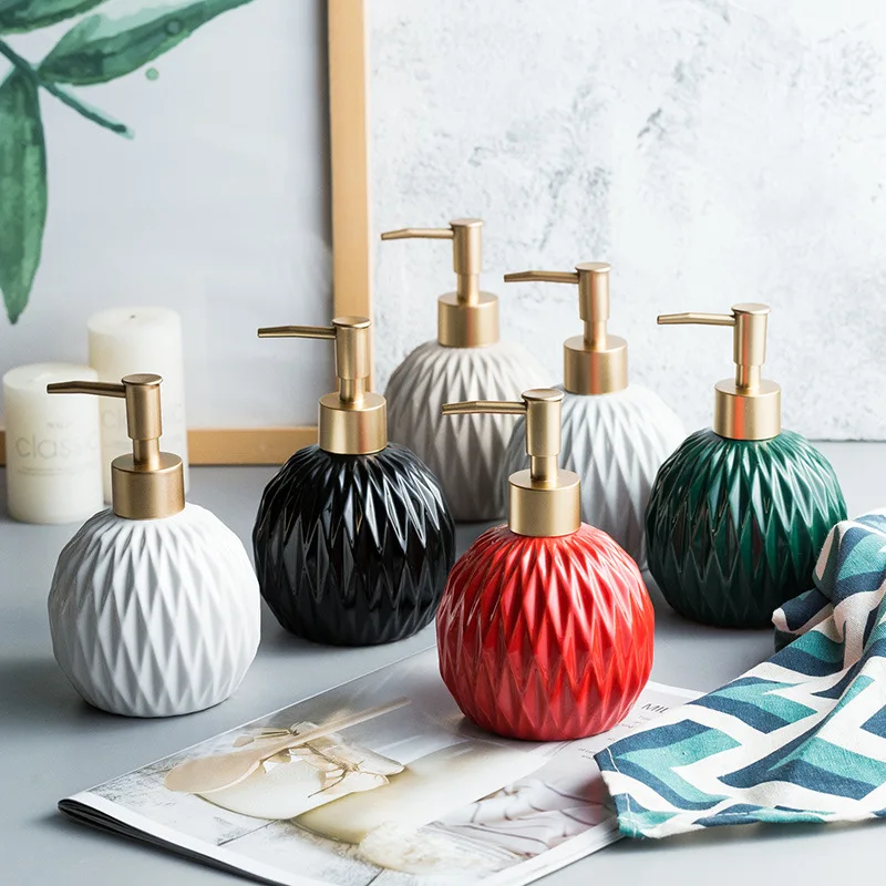 

Portable Soap Dispenser Ceramic Bottle Liquid Pump Lotion Container Bathroom Decor Reusable Non Metallic