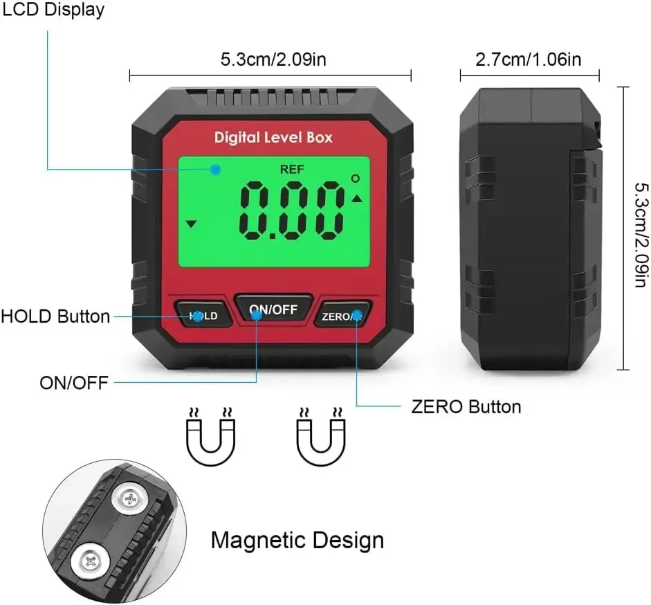 Magnetyczny cyfrowy miernik kąta Inklinometr z konwersją kąta i nachylenia Absolute and Relative Measurement