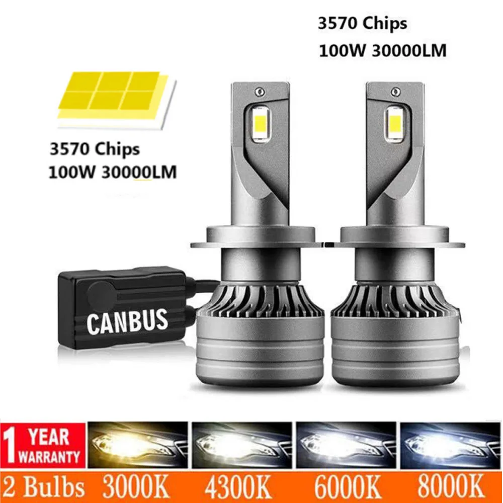 

New P1 CSP Mini H7 H4 H1 H11 LED Car Headlight Bulbs H8 HB3 HB4 9005 9006 Led Canbus 100W 25000LM 6000K 12V 24V Auto Fog Lights