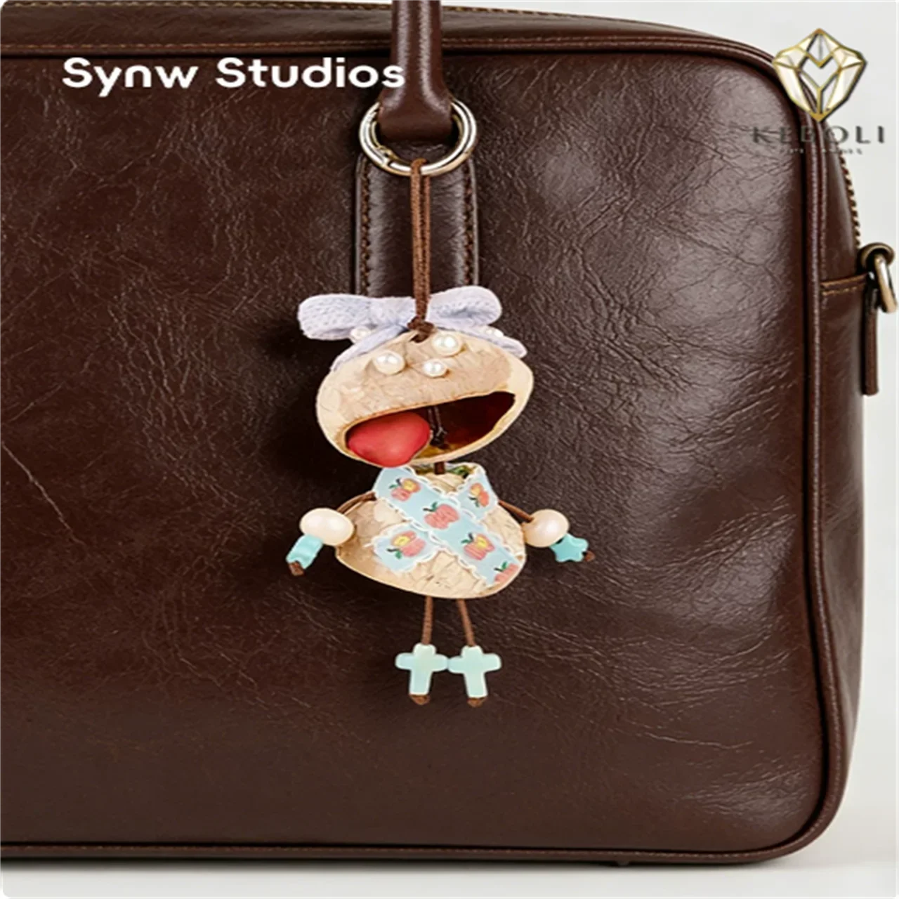 Synw Studios Handmade Fruit Shell Doll Keychain - Cute Cartoon Animal Pendant for Bag, Car, Phone Charm, Kids Gift
